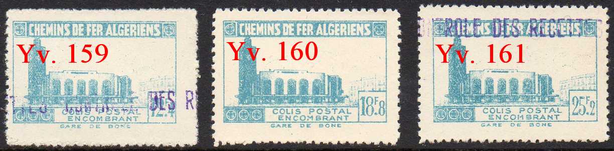 timbres-poste Algerie CP Colis Postal Algeria Railway Parcel Stamps